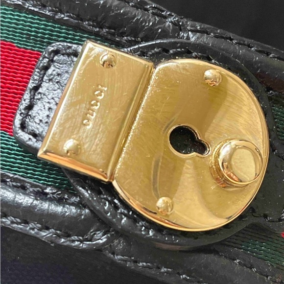 GUCCI GG & Black Leather And Web
Ankle Strap Sandals Size 10B - Picture 12 of 15